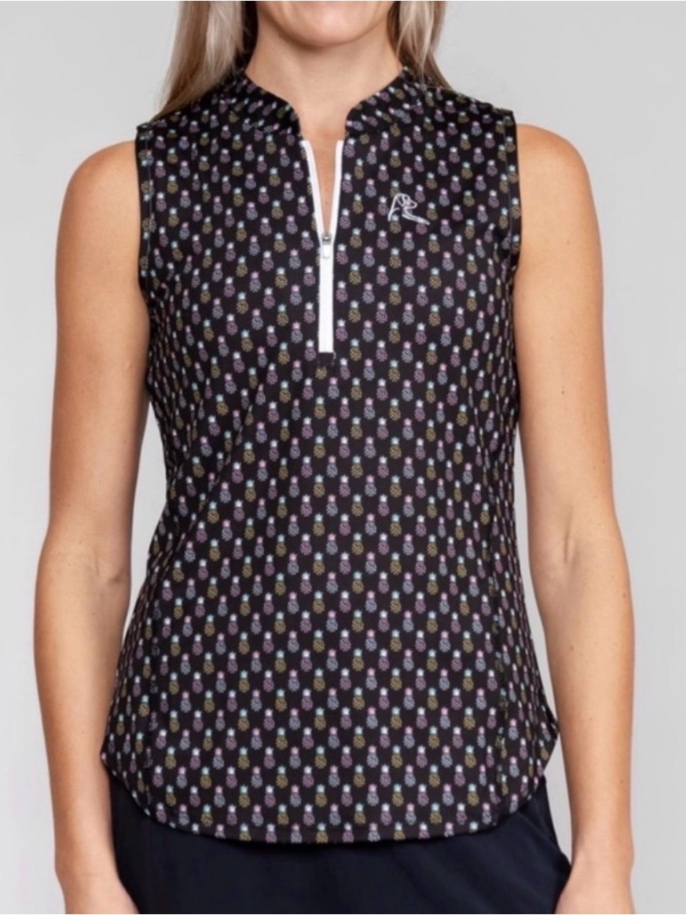 NWT Rhoback Fineapple Sleeveless Zip Women’s Pineapple Top - Size Small